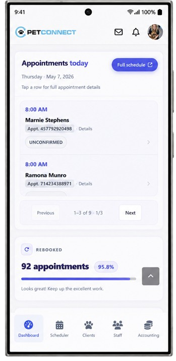 PetConnect Samsung app dashboard